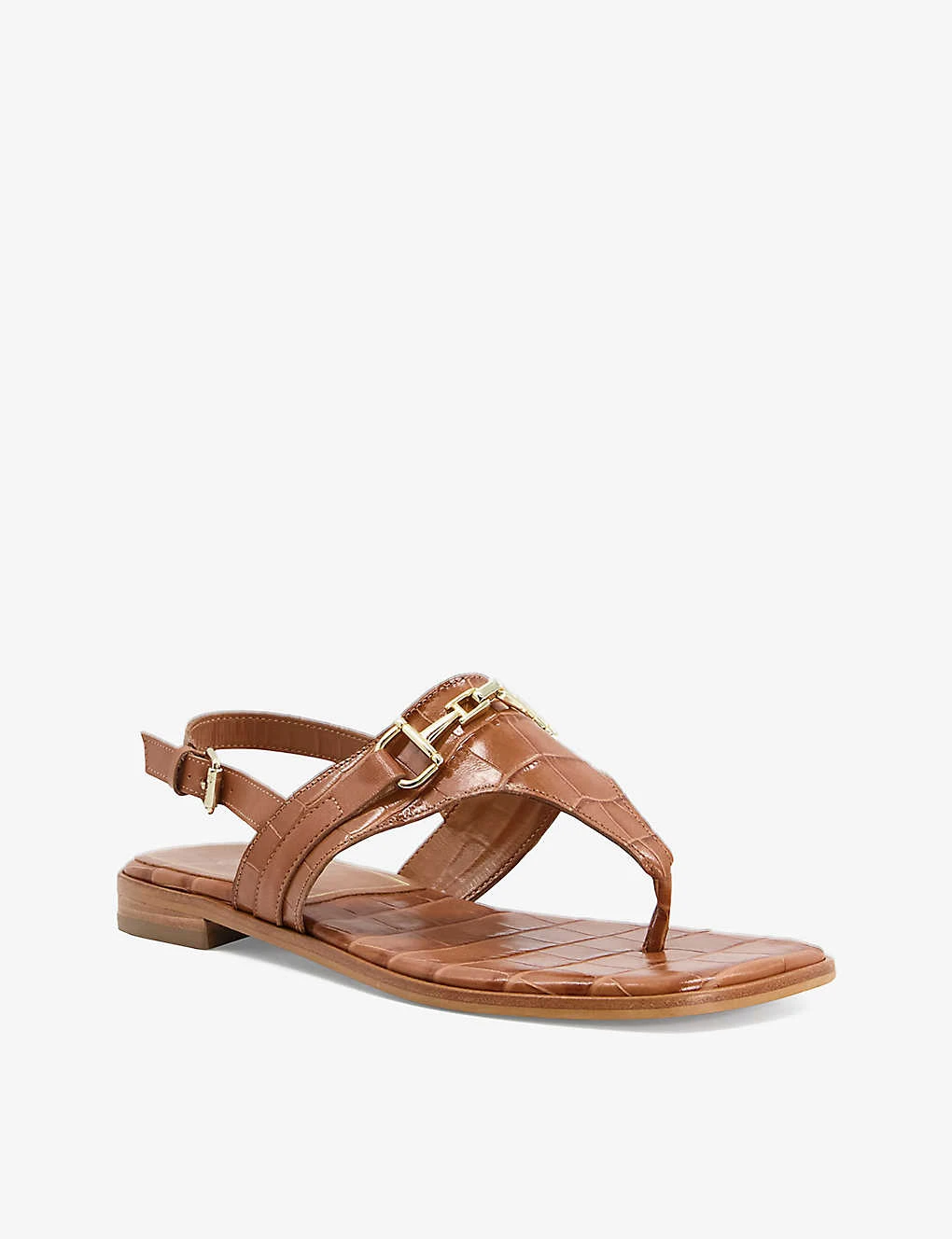Dune Lexley Horsebit-chain Croc-embossed Leather Sandals - Image 3
