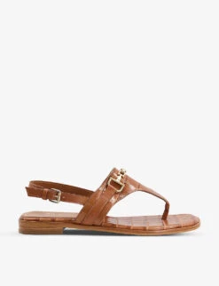 Dune Lexley Horsebit-chain Croc-embossed Leather Sandals