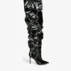 Amina Muaddi Jaheel Rippled-texture Leather Heeled Thigh-high Boots