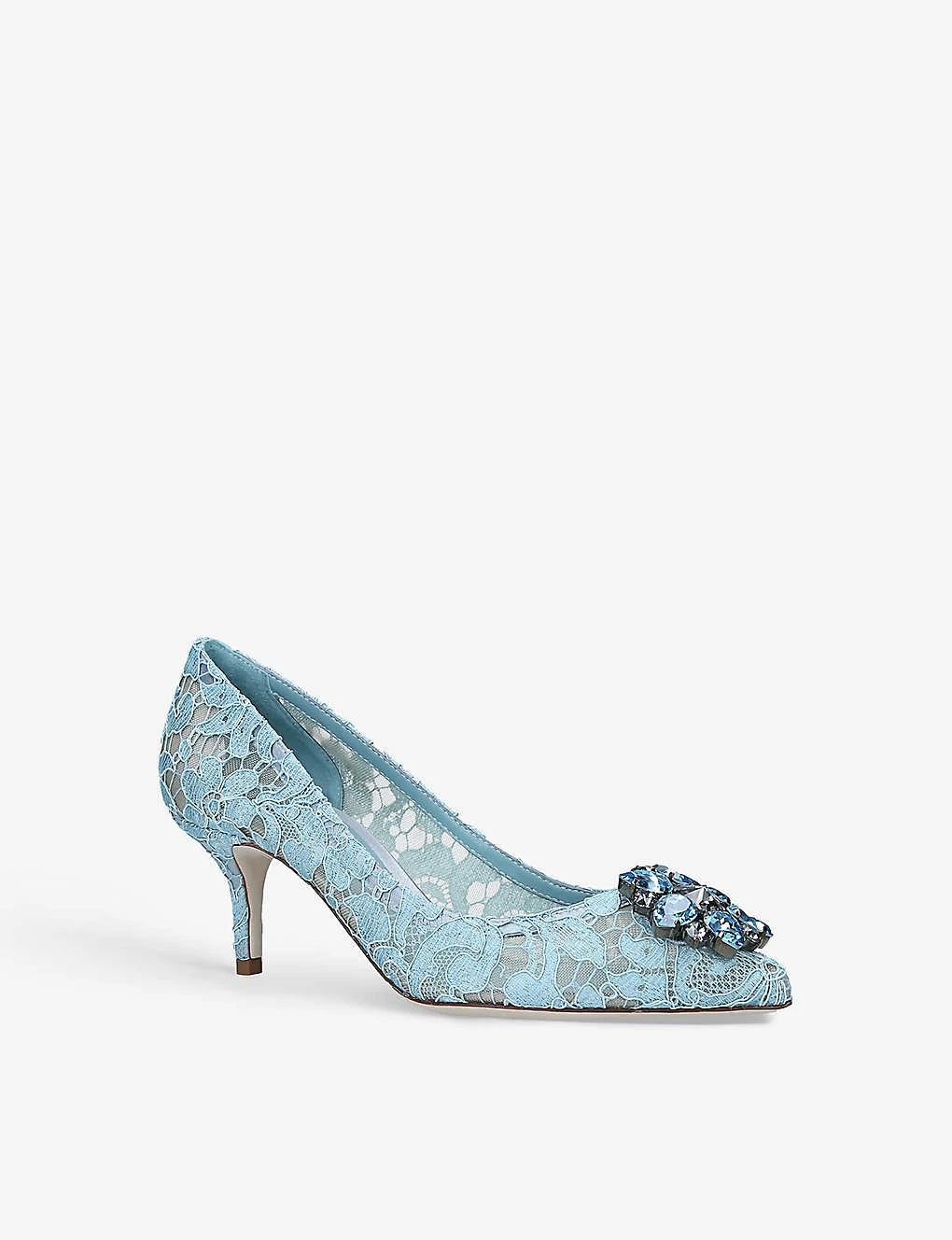 Dolce & Gabbana Bellucci Brooch-embellished Lace And Mesh Courts - Image 3