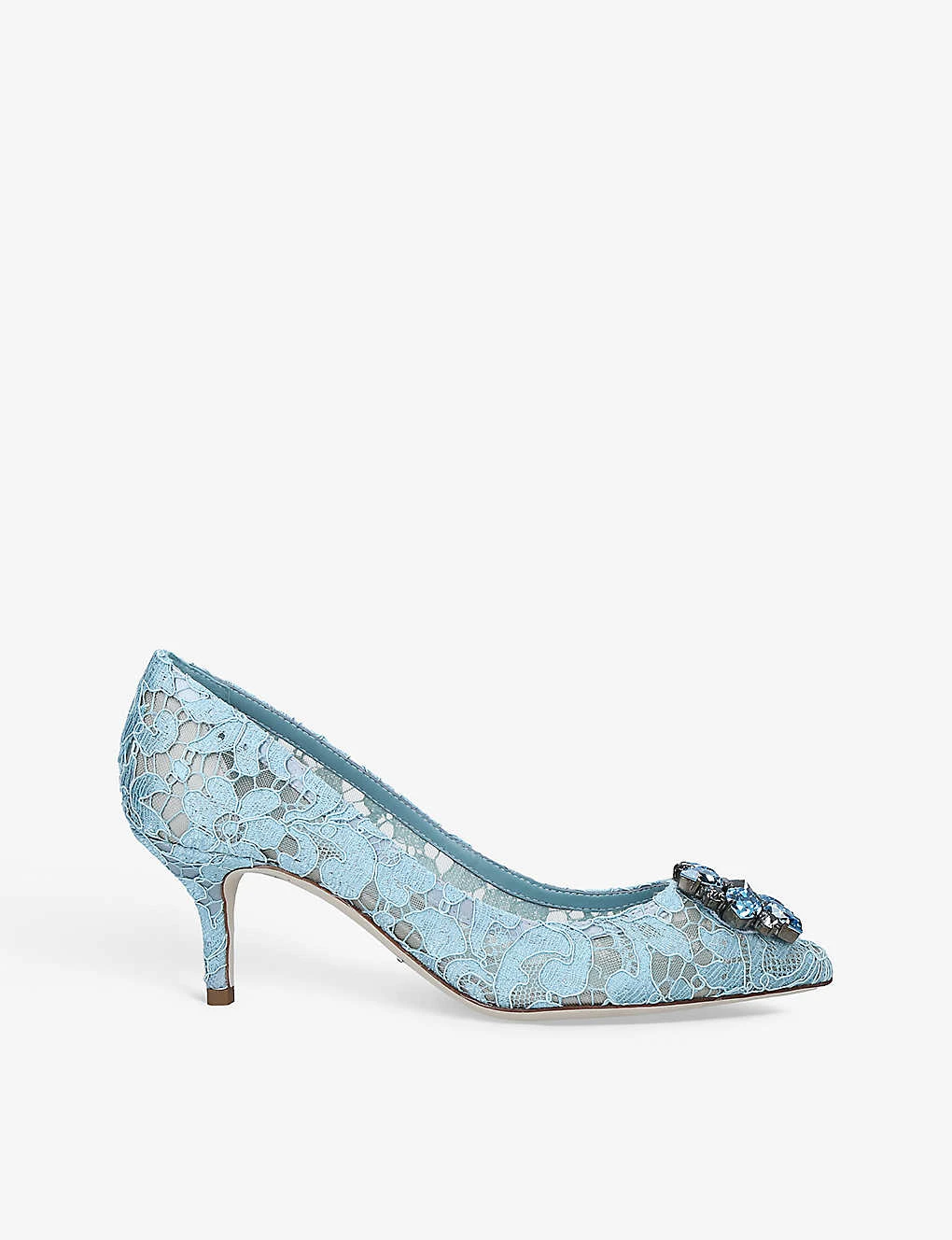 Dolce & Gabbana Bellucci Brooch-embellished Lace And Mesh Courts