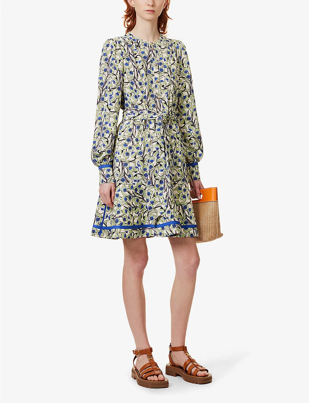 ME AND EM Self-tie Flared-hem Recycled-polyester Mini Dress - Image 2