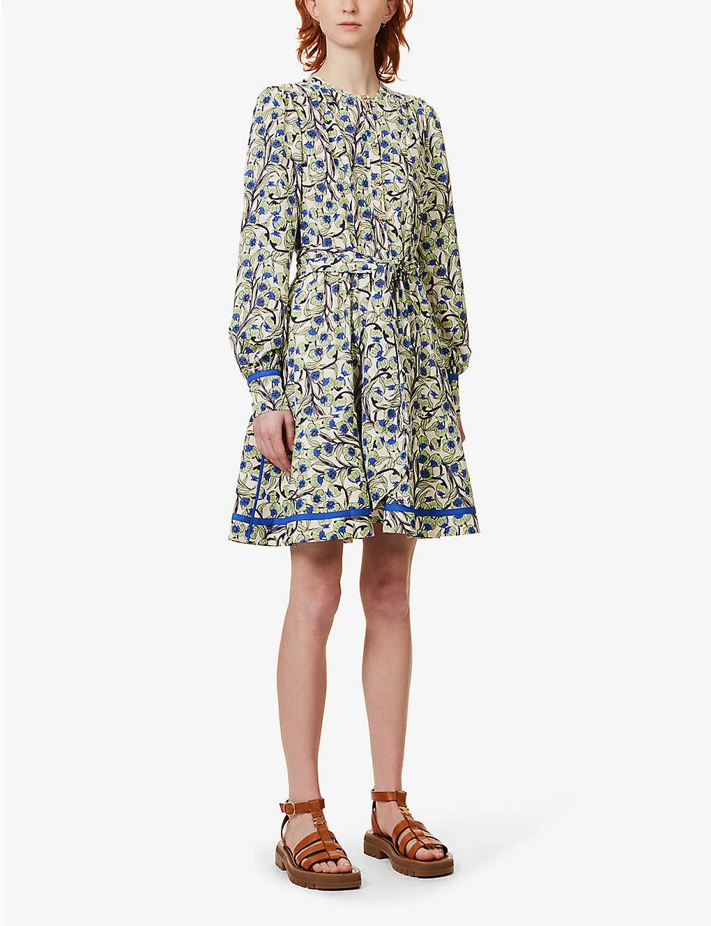 ME AND EM Self-tie Flared-hem Recycled-polyester Mini Dress - Image 3