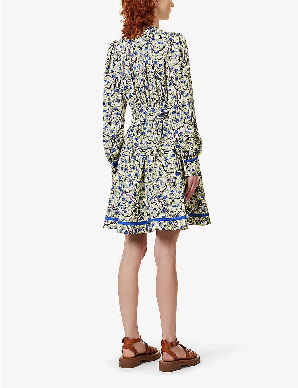 ME AND EM Self-tie Flared-hem Recycled-polyester Mini Dress - Image 4