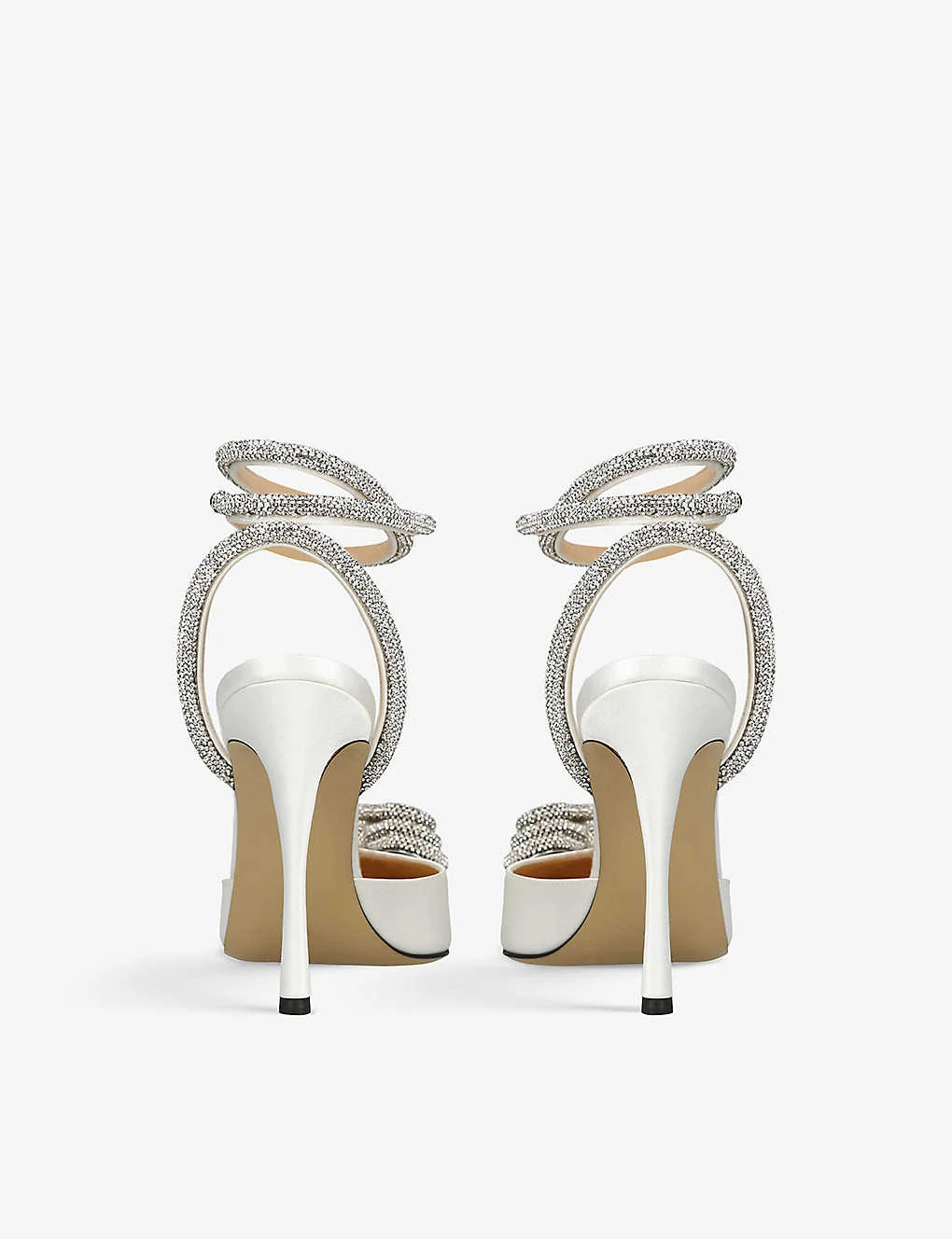 Triple Heart Crystal-embellished Satin Heeled Sandals - Image 4