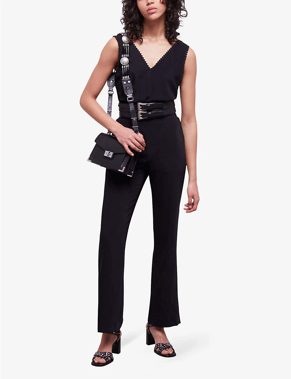 THE KOOPLES Diamond-lace V-neckline Sleeveless Woven Jumpsuit - Image 2