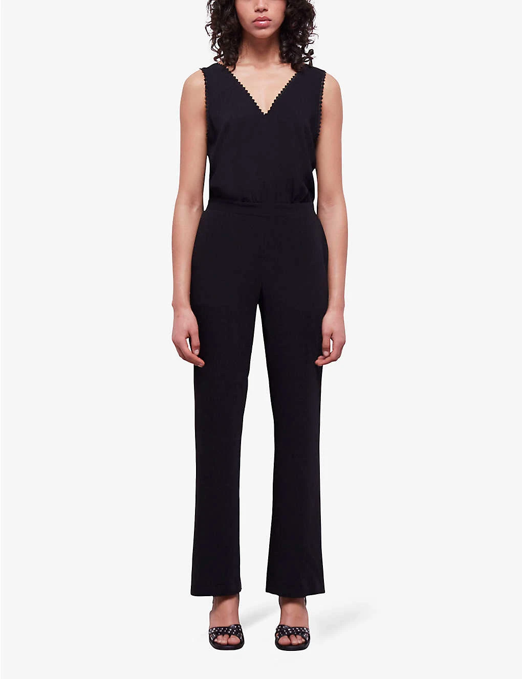 THE KOOPLES Diamond-lace V-neckline Sleeveless Woven Jumpsuit - Image 3