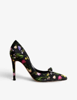 Ted Baker Floral-print Bow-embellished Woven Courts