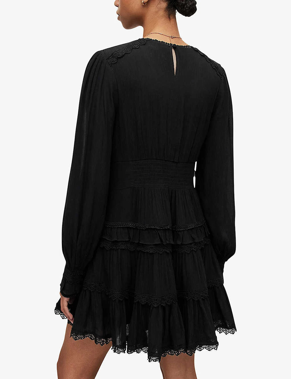 AllSaints Zora Ruffled Woven Mini Dress - Image 4