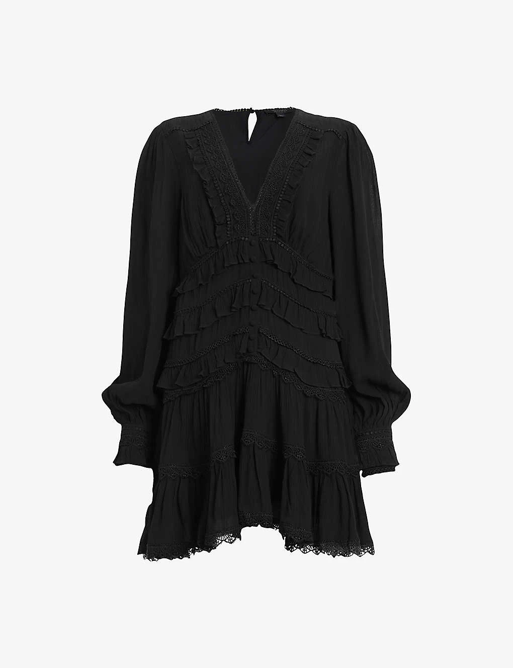 AllSaints Zora Ruffled Woven Mini Dress