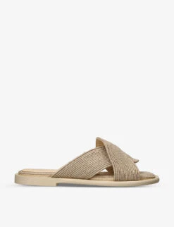 Loewe Petal Square-toe Raffia Sliders
