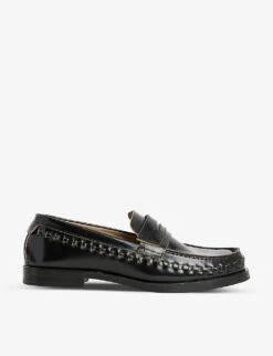 AllSaints Sofie Woven-trim Leather Loafers