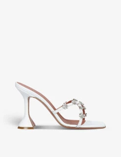 Amina Muaddi Lily Crystal-embellished Satin Heeled Sandals