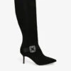 Manolo Blahnik Pliniahi Crystal-buckle Suede Heeled Knee-high Boots