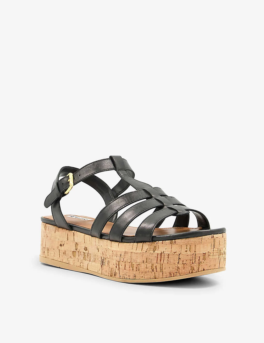 Dune Lenson Corked Sole Leather Sandals - Image 3
