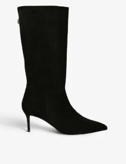 Kurt Geiger London Belgravia Slouch Eagle Head-embellished Suede Knee-high Boots
