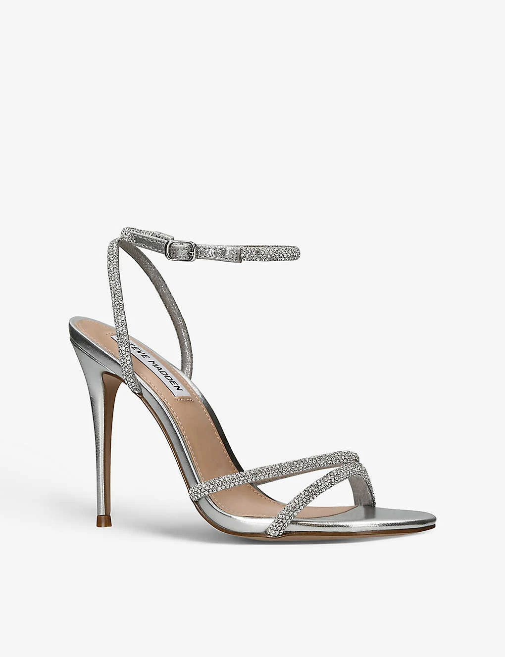 Steve Madden Bryanna Rhinestone-embellished Metallic-leather Sandals - Image 3