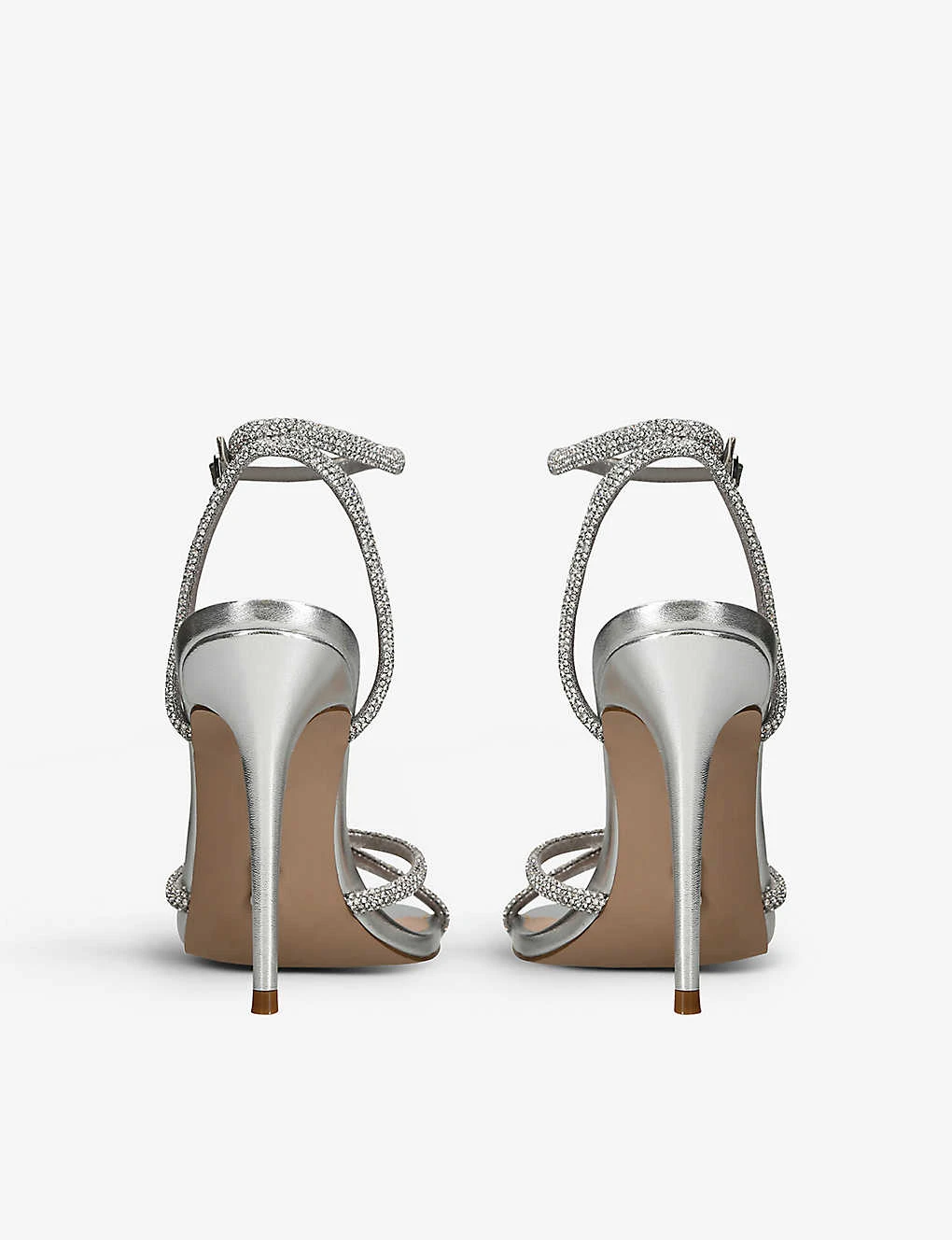 Steve Madden Bryanna Rhinestone-embellished Metallic-leather Sandals - Image 4