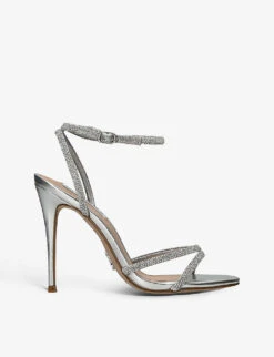 Steve Madden Bryanna Rhinestone-embellished Metallic-leather Sandals