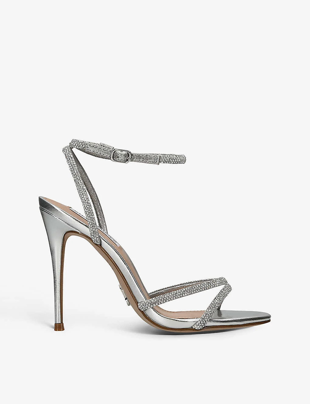 Steve Madden Bryanna Rhinestone-embellished Metallic-leather Sandals