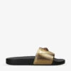 Kurt Geiger London Meena Eagle Metallic Faux-leather Sliders