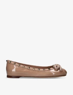 Valentino Garavani Rockstud-embellished Patent-leather Ballerina Flats