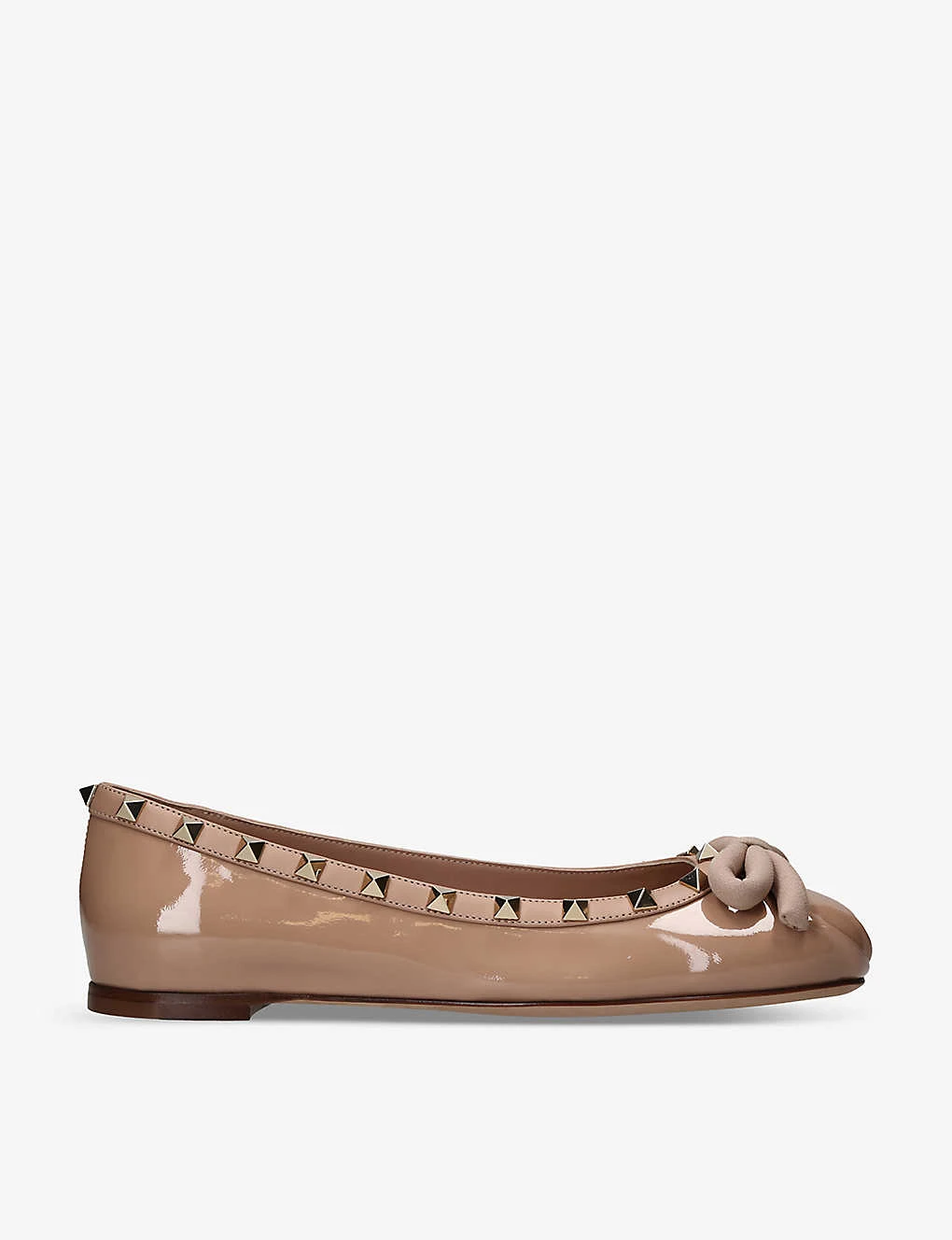 Valentino Garavani Rockstud-embellished Patent-leather Ballerina Flats