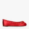 Valentino Garavani Rockstud Bow-embellished Satin Ballet Flats