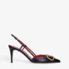 Valentino Garavani VLOGO 80 Pointed-toe Leather Slingback Courts