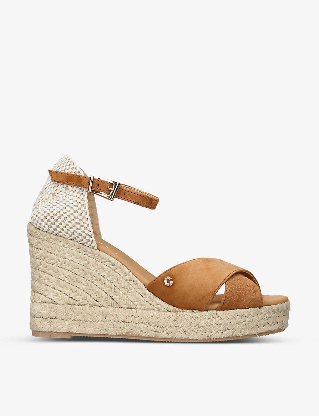 Sun Ray Logo-embellished Suede Wedge Espadrilles