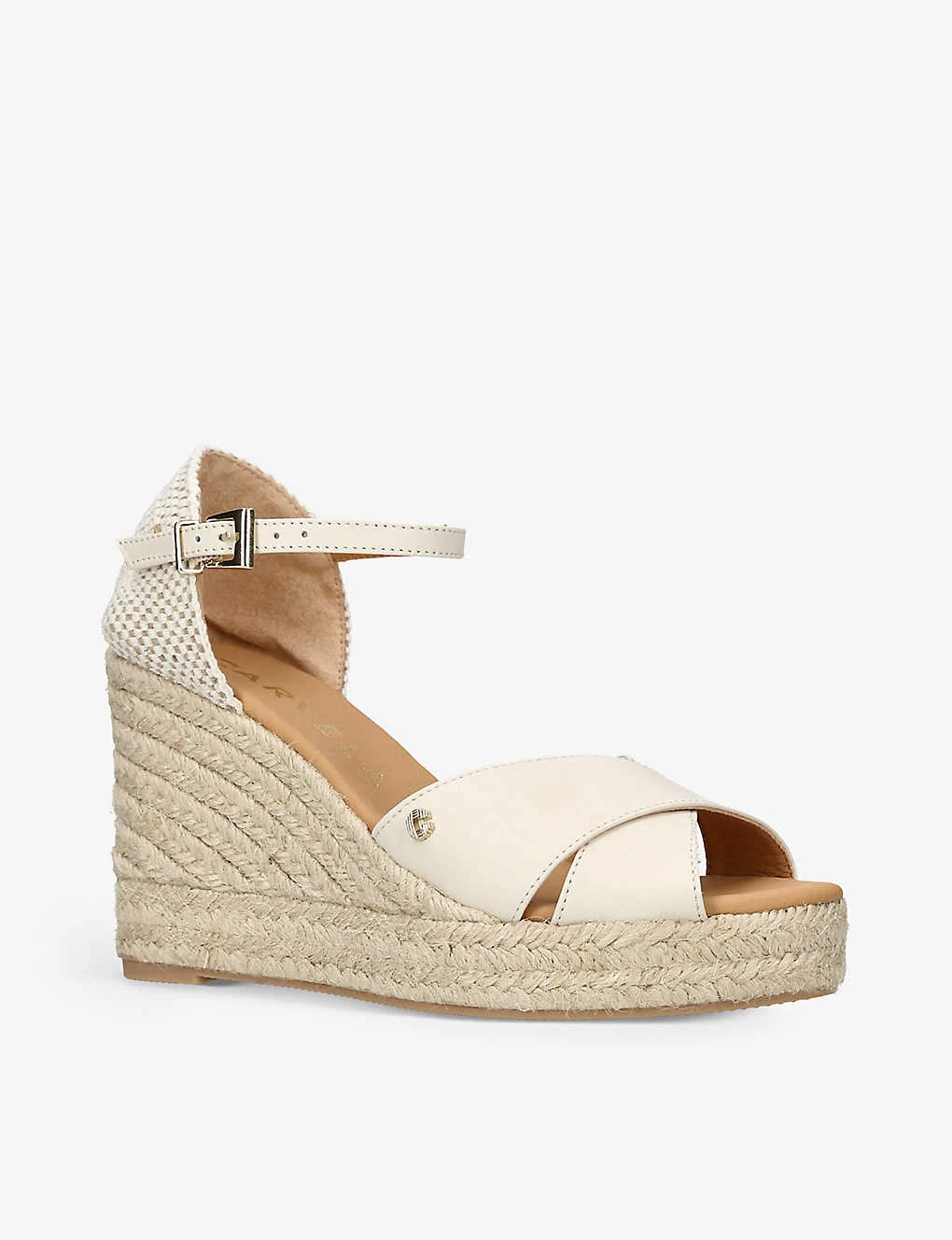 Sun Ray Logo-embellished Leather Wedge Espadrilles - Image 3