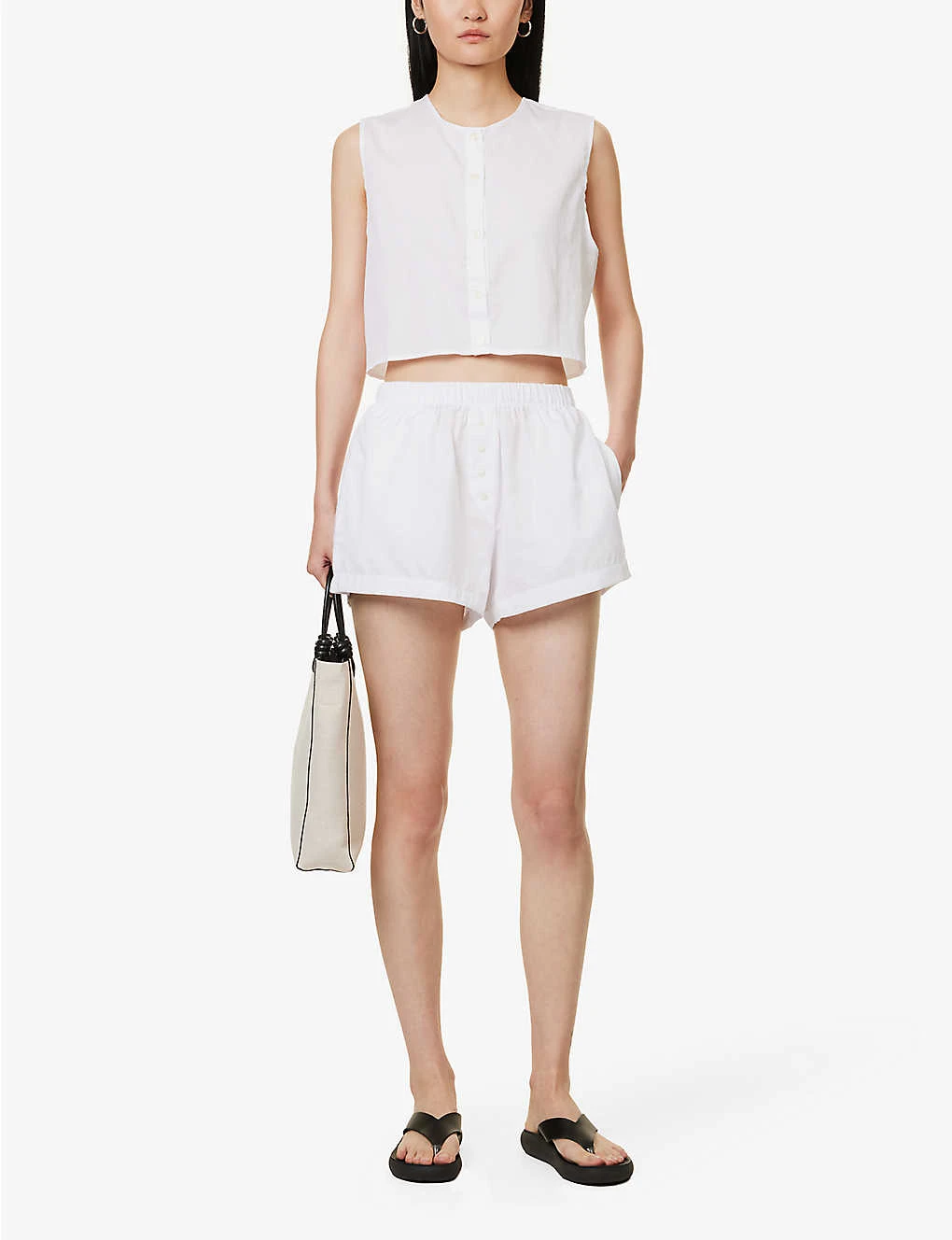 Yoko Elasticated-waistband Relaxed-fit Cotton-poplin Boxers - Image 2