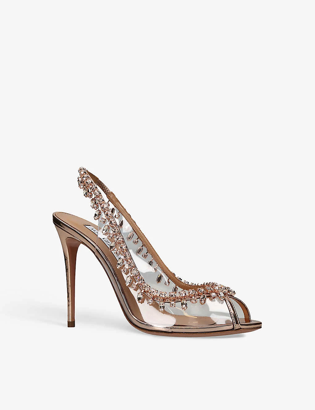 Aquazzura Temptation Crystal-embellished Leather And PVC Sandals - Image 3
