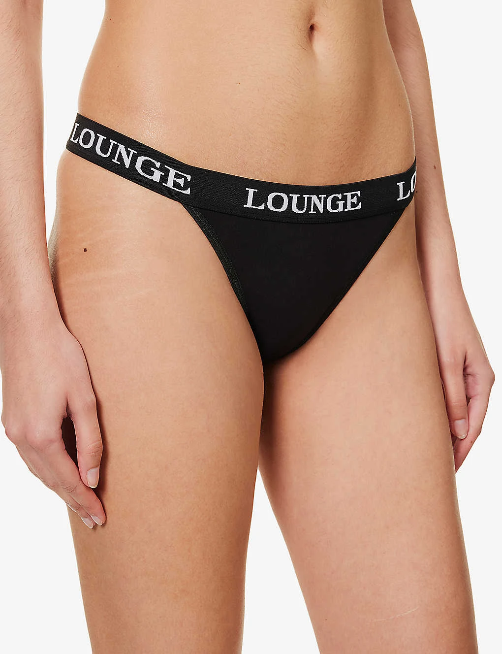 Bamboo Triangle Branded-waistband Stretch-jersey Thong - Image 3