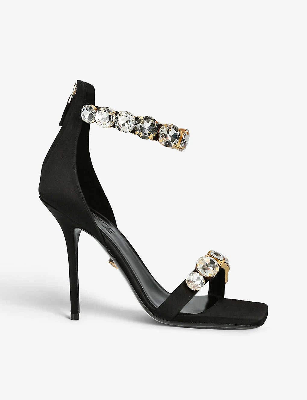Versace Diamond Crystal-embellished Woven Heeled Sandals - Image 3