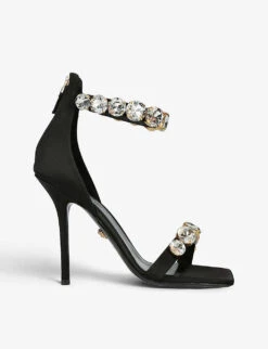 Versace Diamond Crystal-embellished Woven Heeled Sandals
