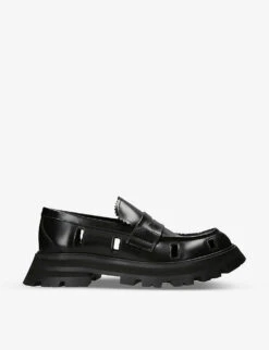 Alexander McQueen Cut-out Chunky-sole Leather Loafers