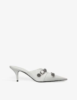Balenciaga Cagole Buckle-embellished Leather Heeled Mules