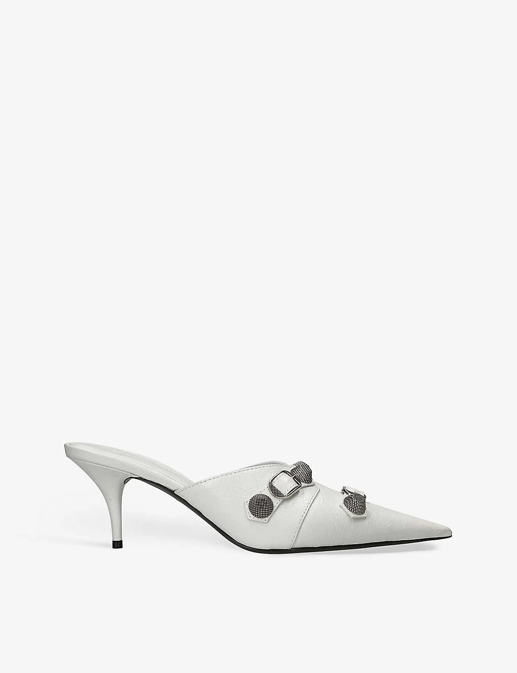 Balenciaga Cagole Buckle-embellished Leather Heeled Mules