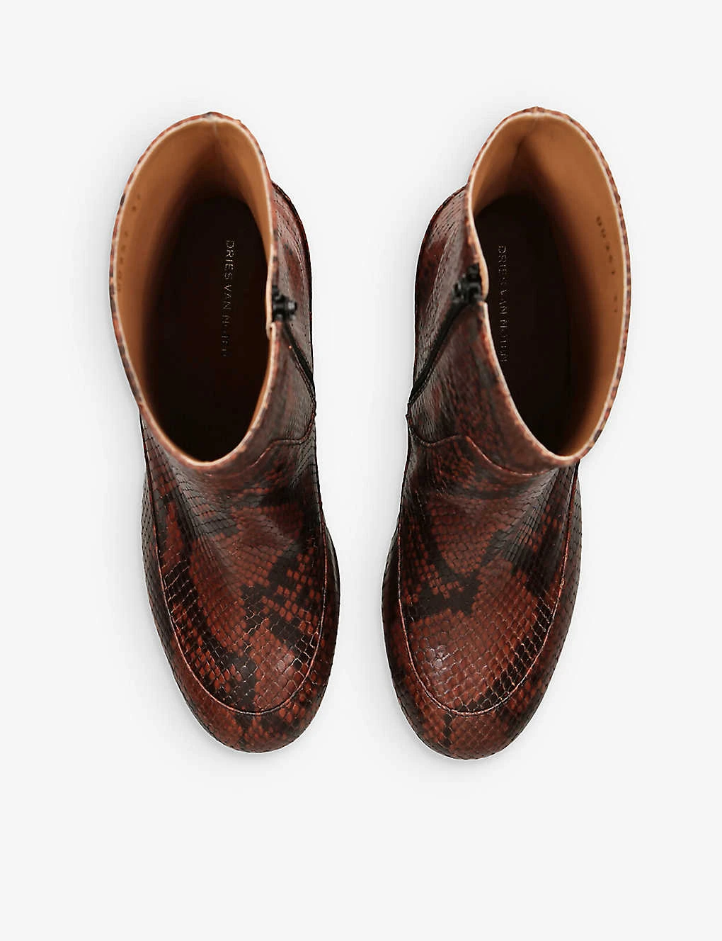 Dries Van Noten Snake-print Platform-sole Leather Heeled Ankle Boots - Image 2