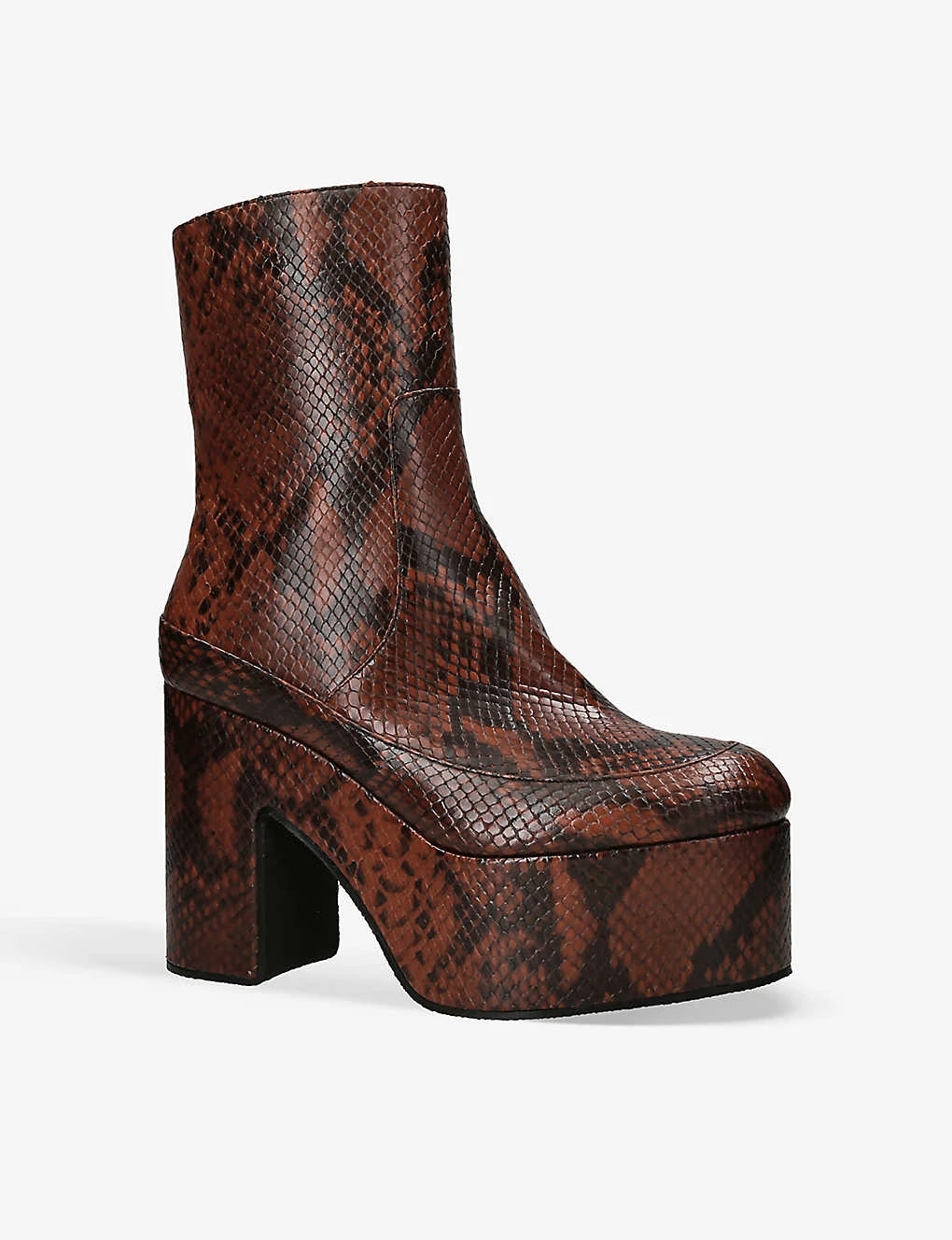 Dries Van Noten Snake-print Platform-sole Leather Heeled Ankle Boots - Image 3