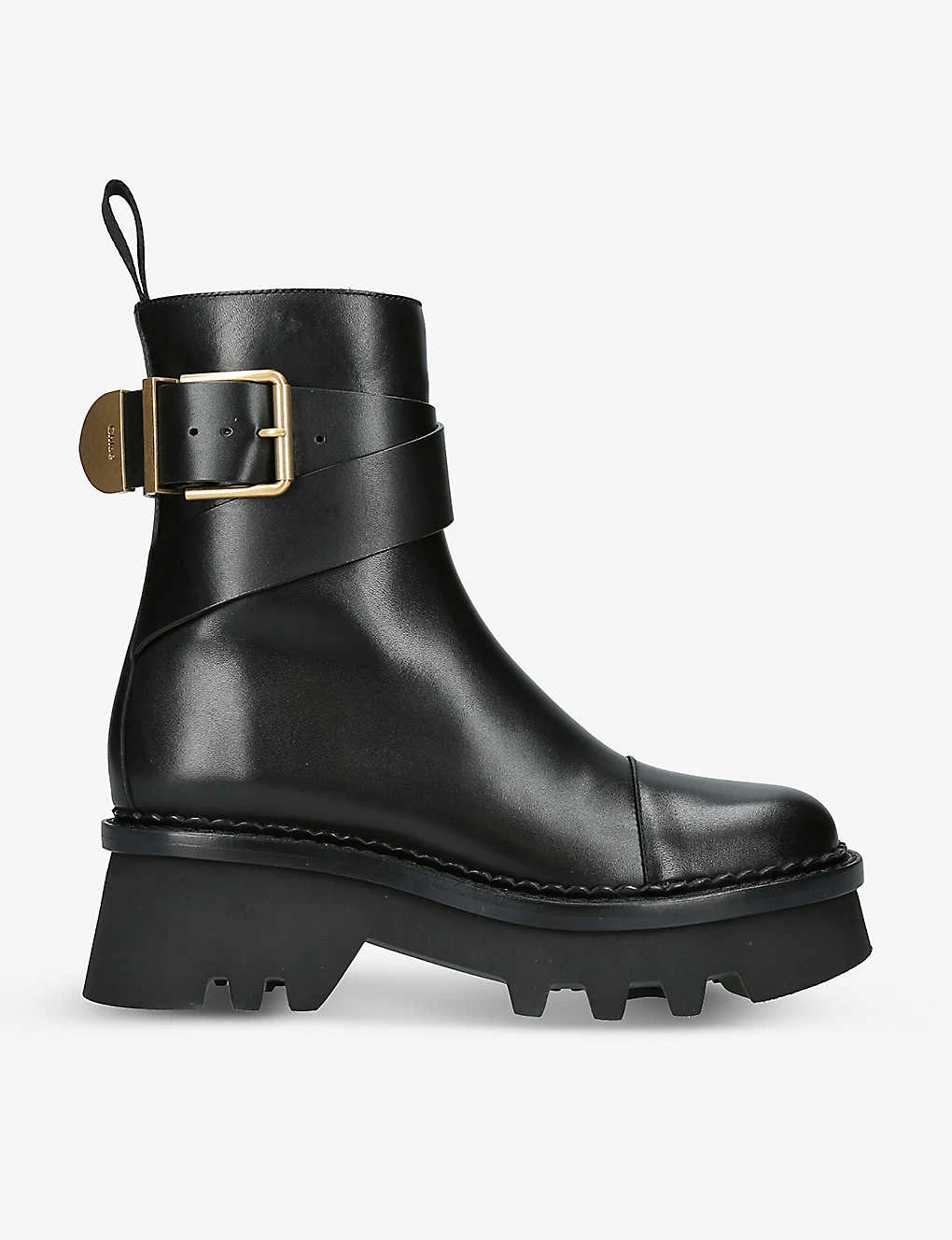Chloé Owena Buckle-embellished Leather Ankle Boots