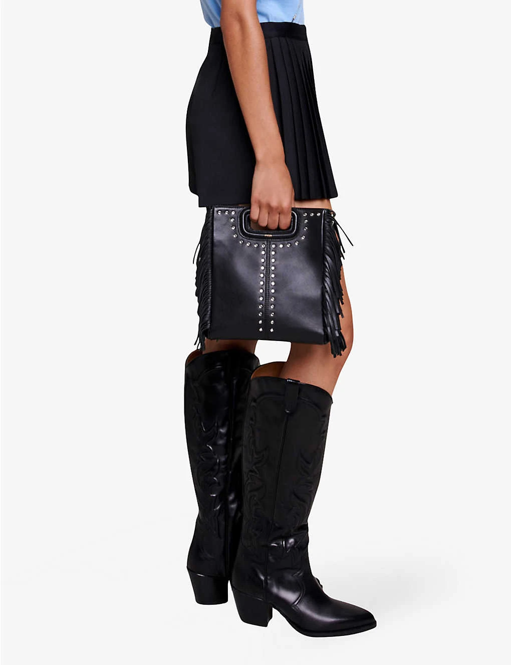 Maje Lupli Straight-fit Pleated Stretch-woven Shorts - Image 3