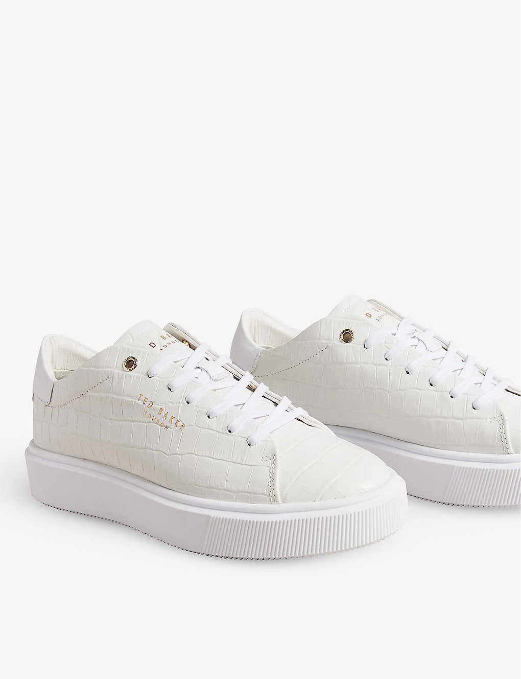 Ted Baker Artimi Croc-embossed Leather Low-top Trainers - Image 3