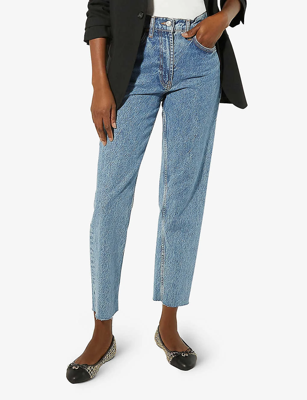 Dune Hallo Check-textured Woven Ballet Pumps - Image 5