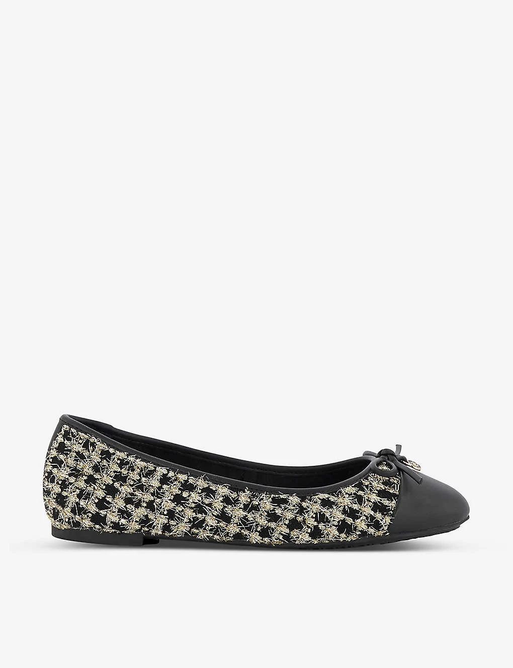 Dune Hallo Check-textured Woven Ballet Pumps